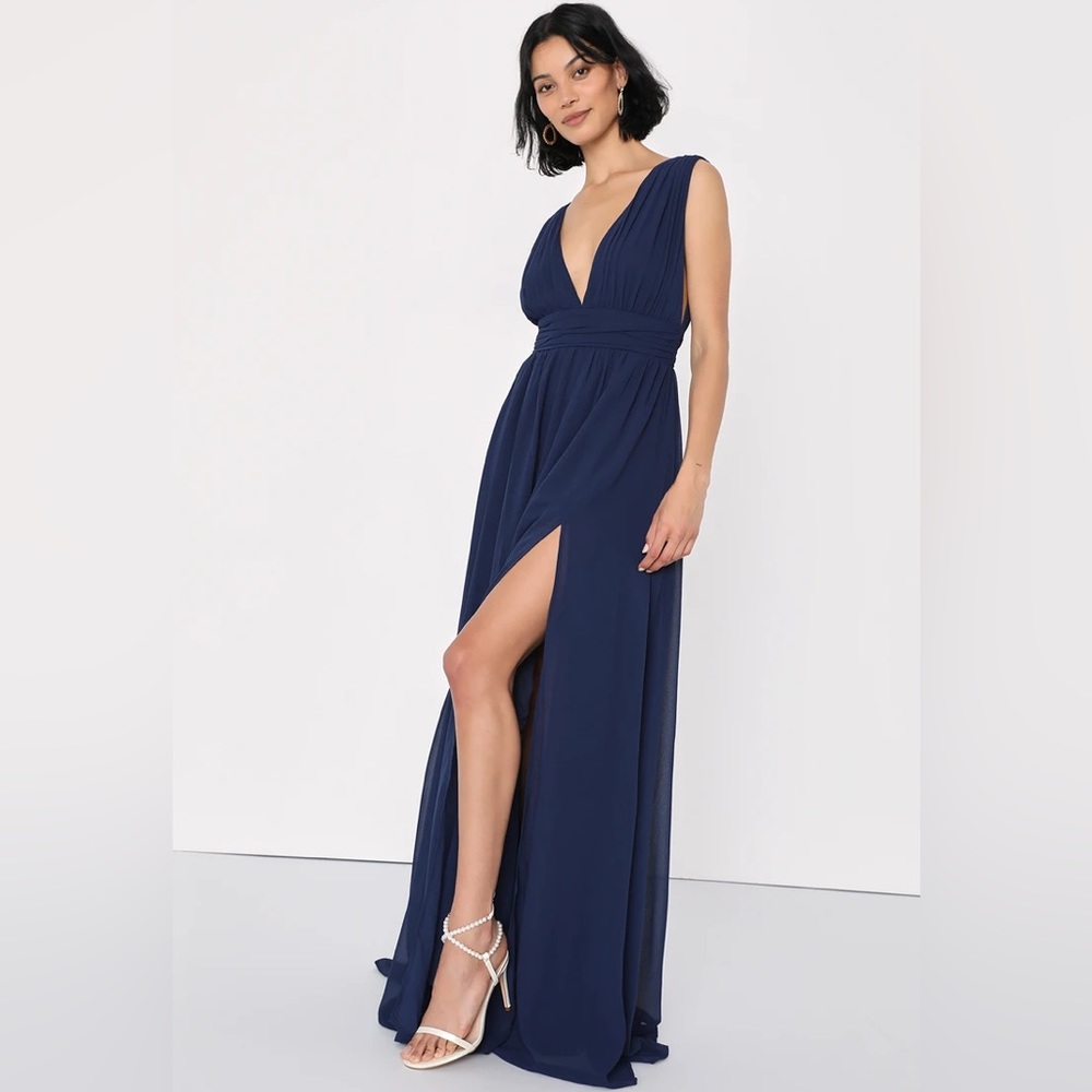 Lulus Heavenly Hues Navy Blue Maxi Dress Size Medium